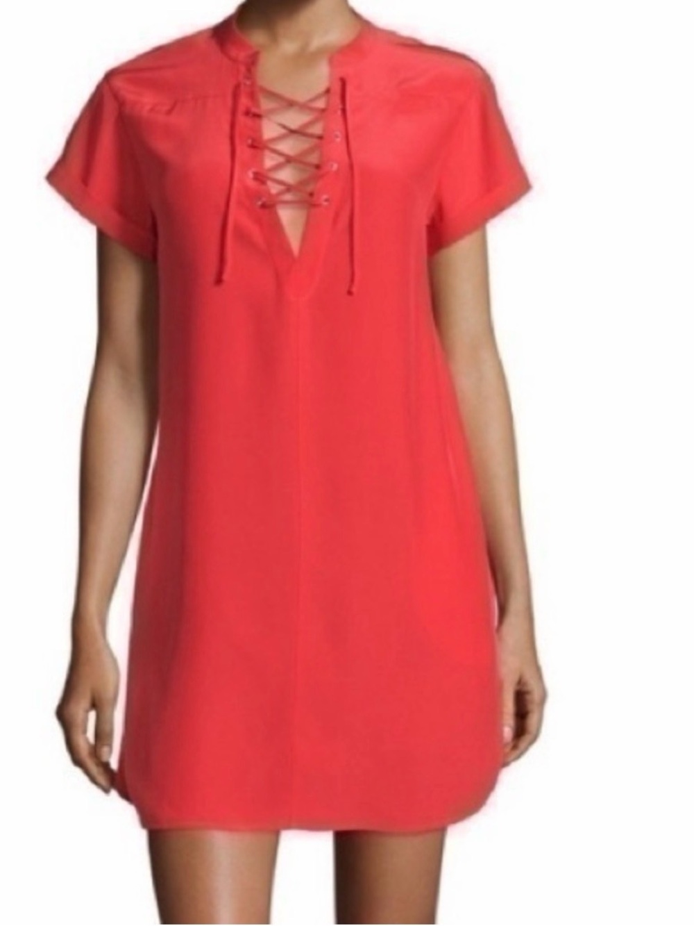 Frame Blood Orange (Red) 100% Silk Shirt Dress